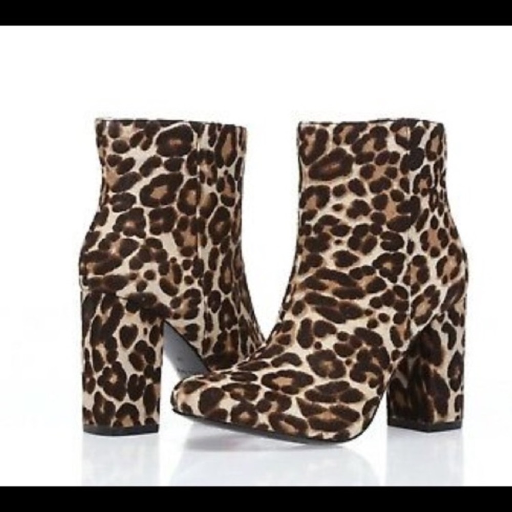 Charles David calf hair leopard booties 6